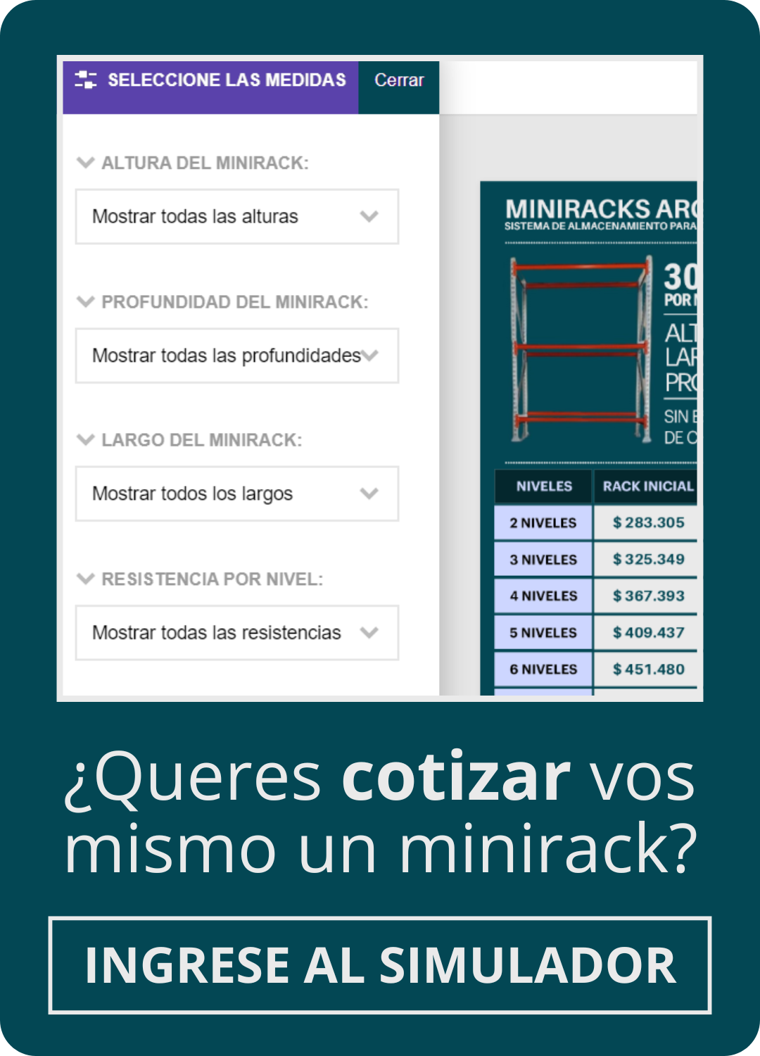 Precios de Miniracks